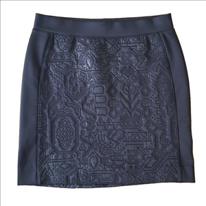 Black 3D Brocade Two Tone Sparkle stretchy slimming pattern skirt